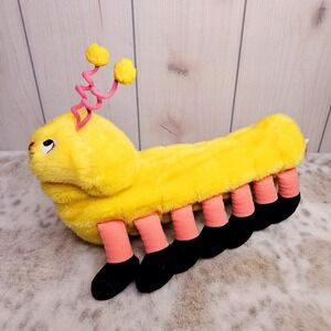 15" Caterpillar Plush Hand Puppet Yellow Stuffed Lots-A-Legs Animal Express 1978